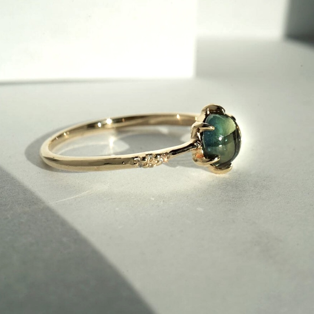 Swiss Blue Topaz Eagle Claw 6 Prong Ring